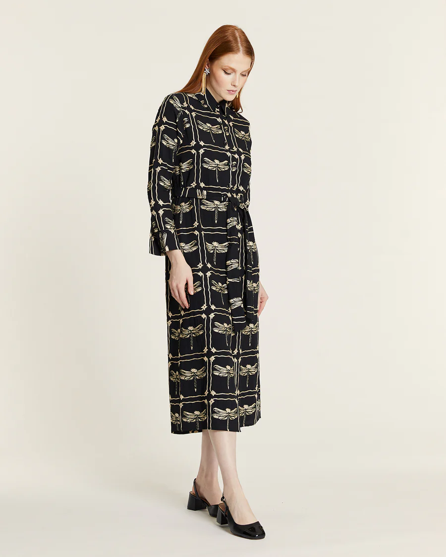 VESTIDO CAMISERO BORDADO LIBELULAS
