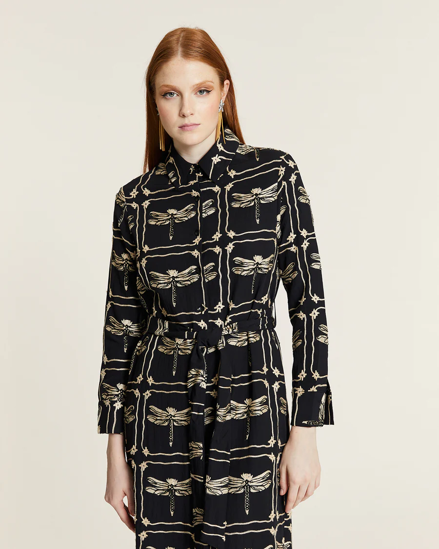 VESTIDO CAMISERO BORDADO LIBELULAS