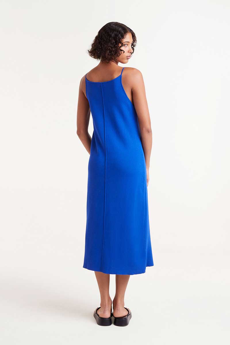 VESTIDO MIDI PUNTO FINO AZUL
