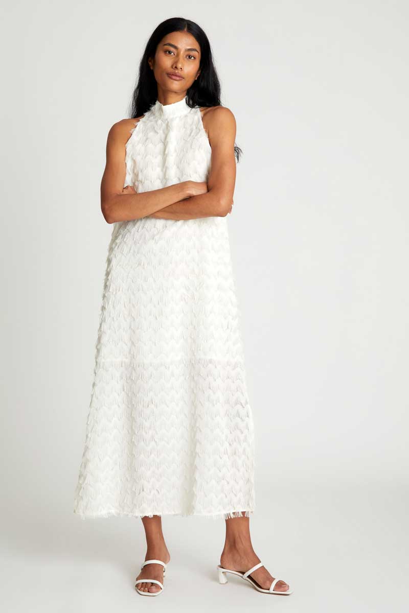 VESTIDO FLECOS BLANCO