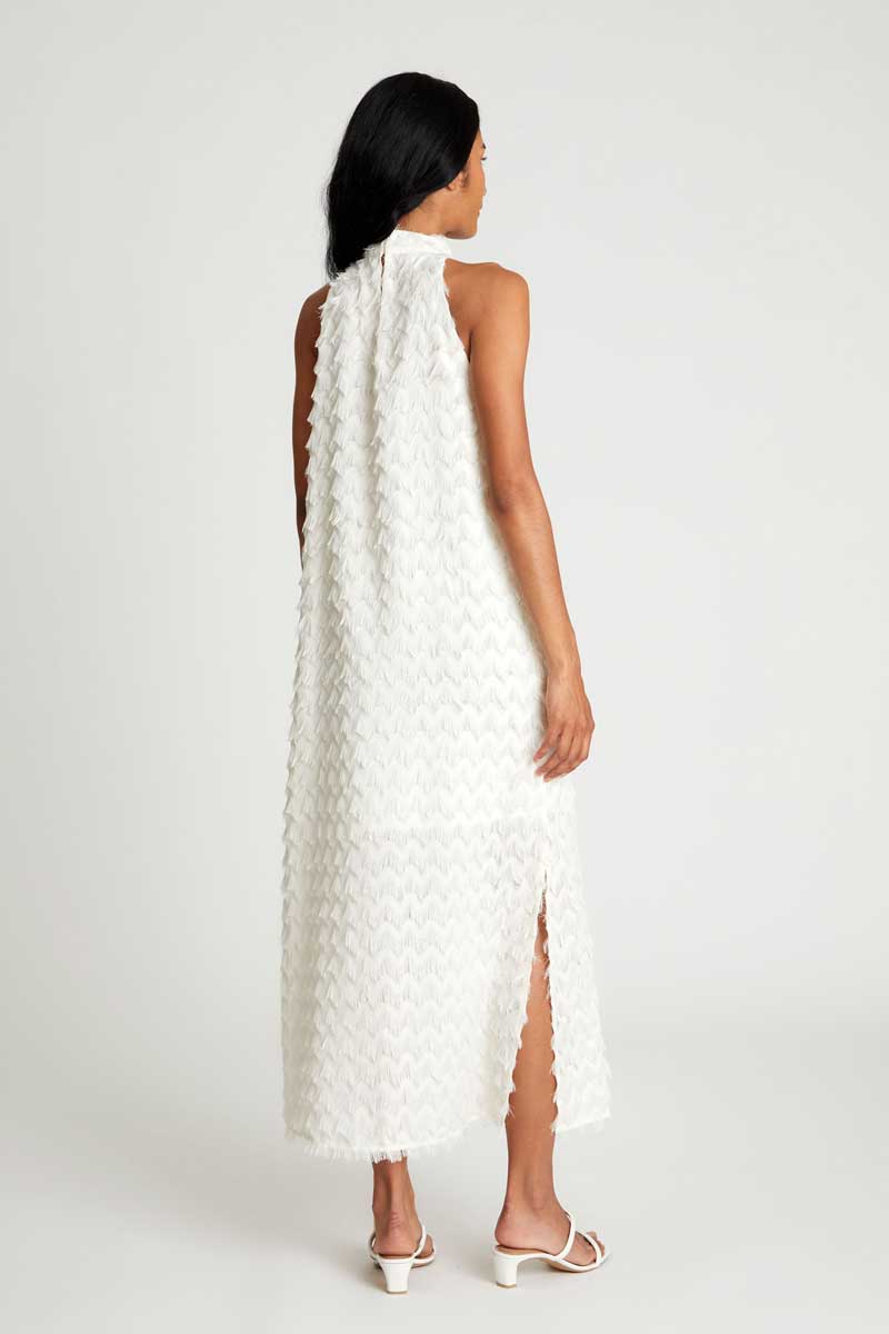 VESTIDO FLECOS BLANCO