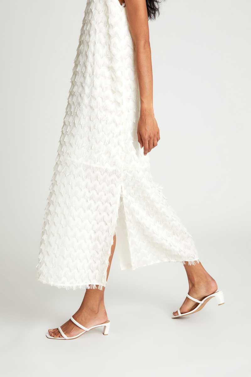 VESTIDO FLECOS BLANCO