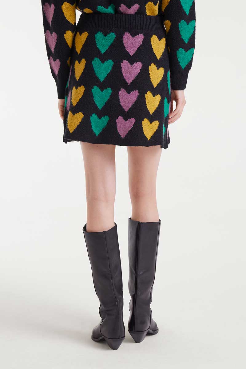 FALDA PUNTO ESTAMPADA CORAZONES