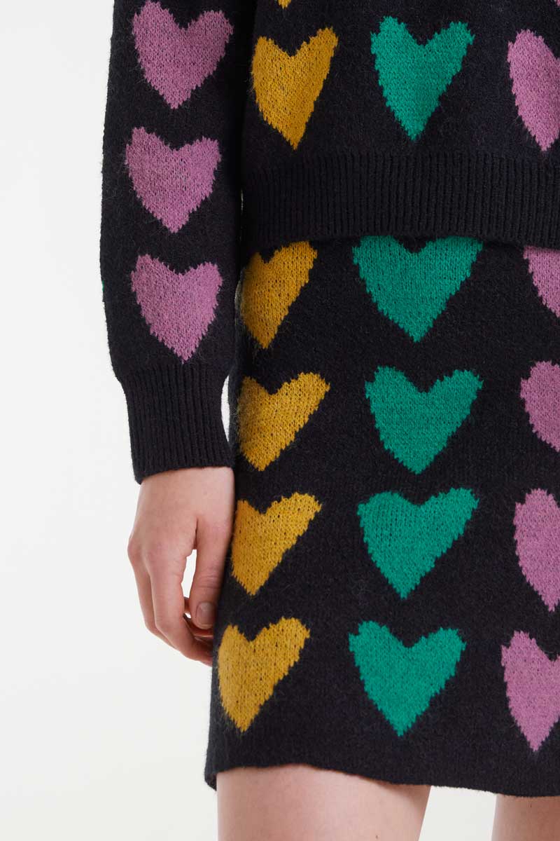 FALDA PUNTO ESTAMPADA CORAZONES