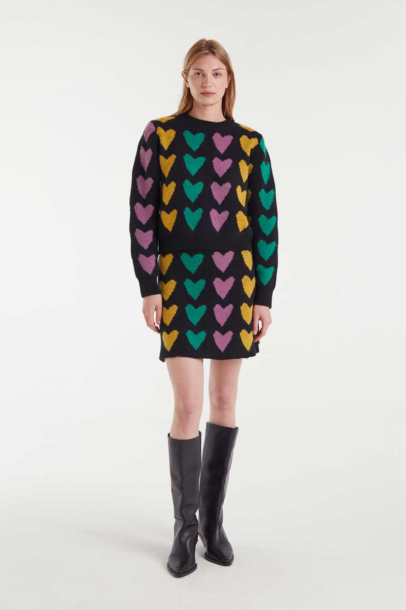 FALDA PUNTO ESTAMPADA CORAZONES