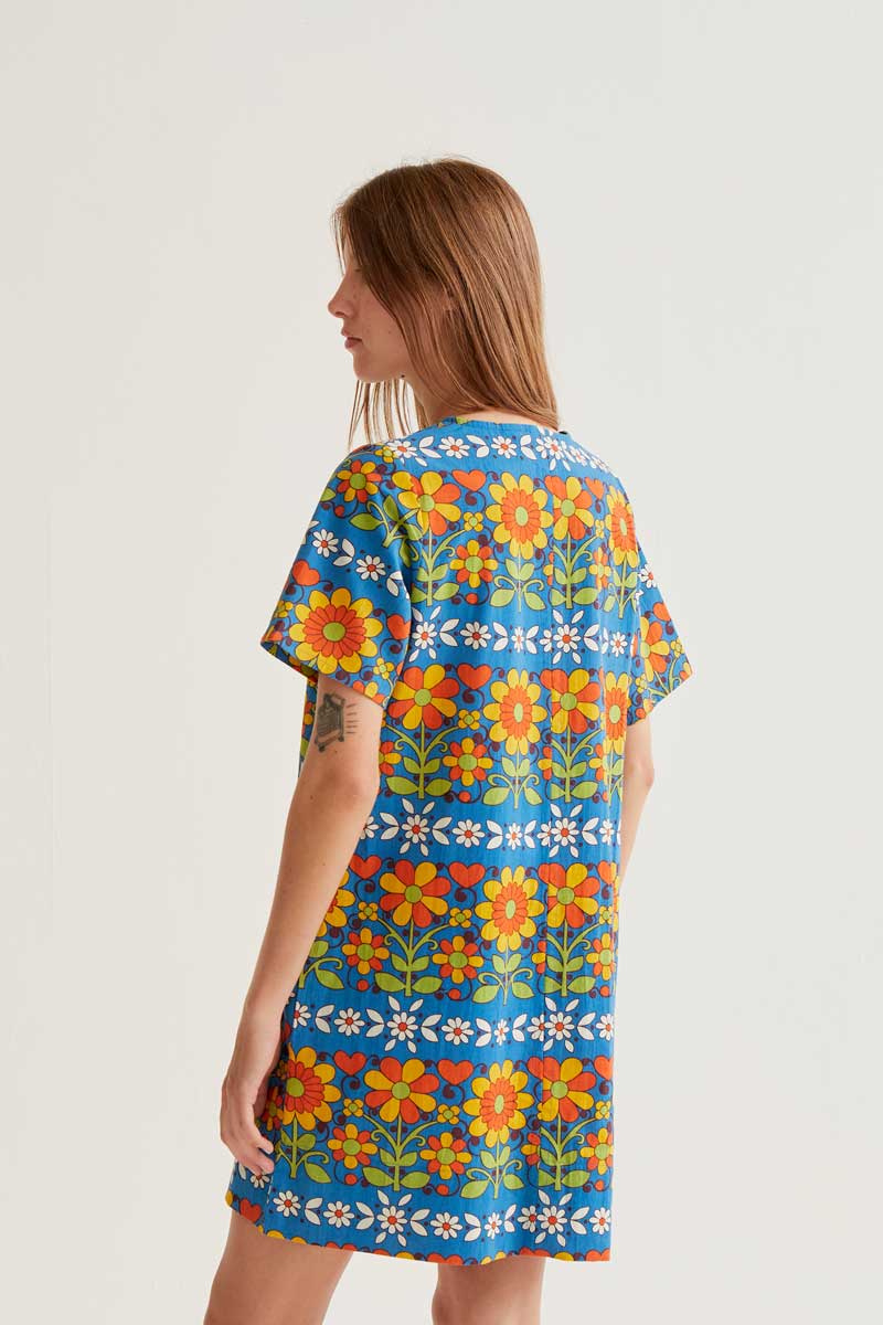 VESTIDO CORTO ESTAMPADO FLORES