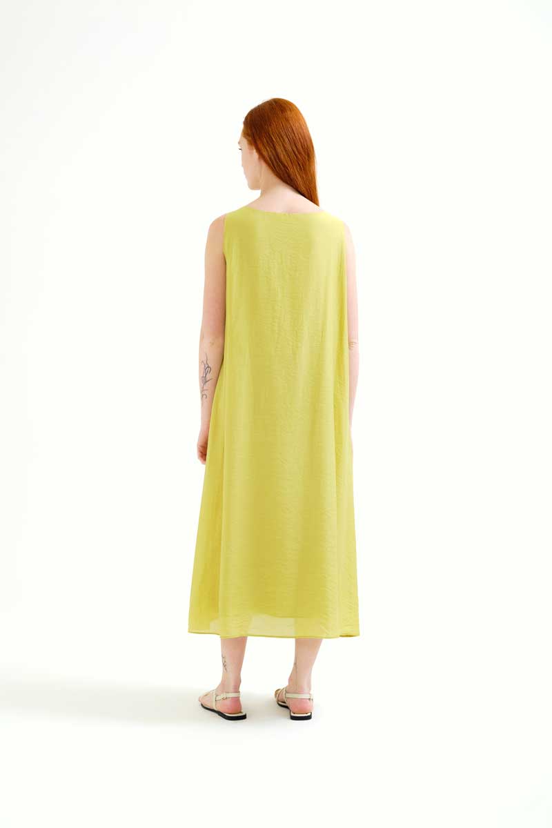 VESTIDO LARGO VERDE CON NUDO ESCOTE