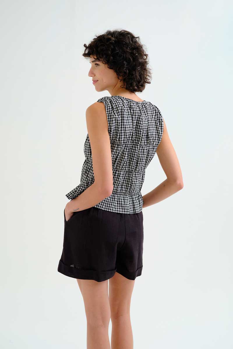 TOP CUADROS VICHY NEGRO