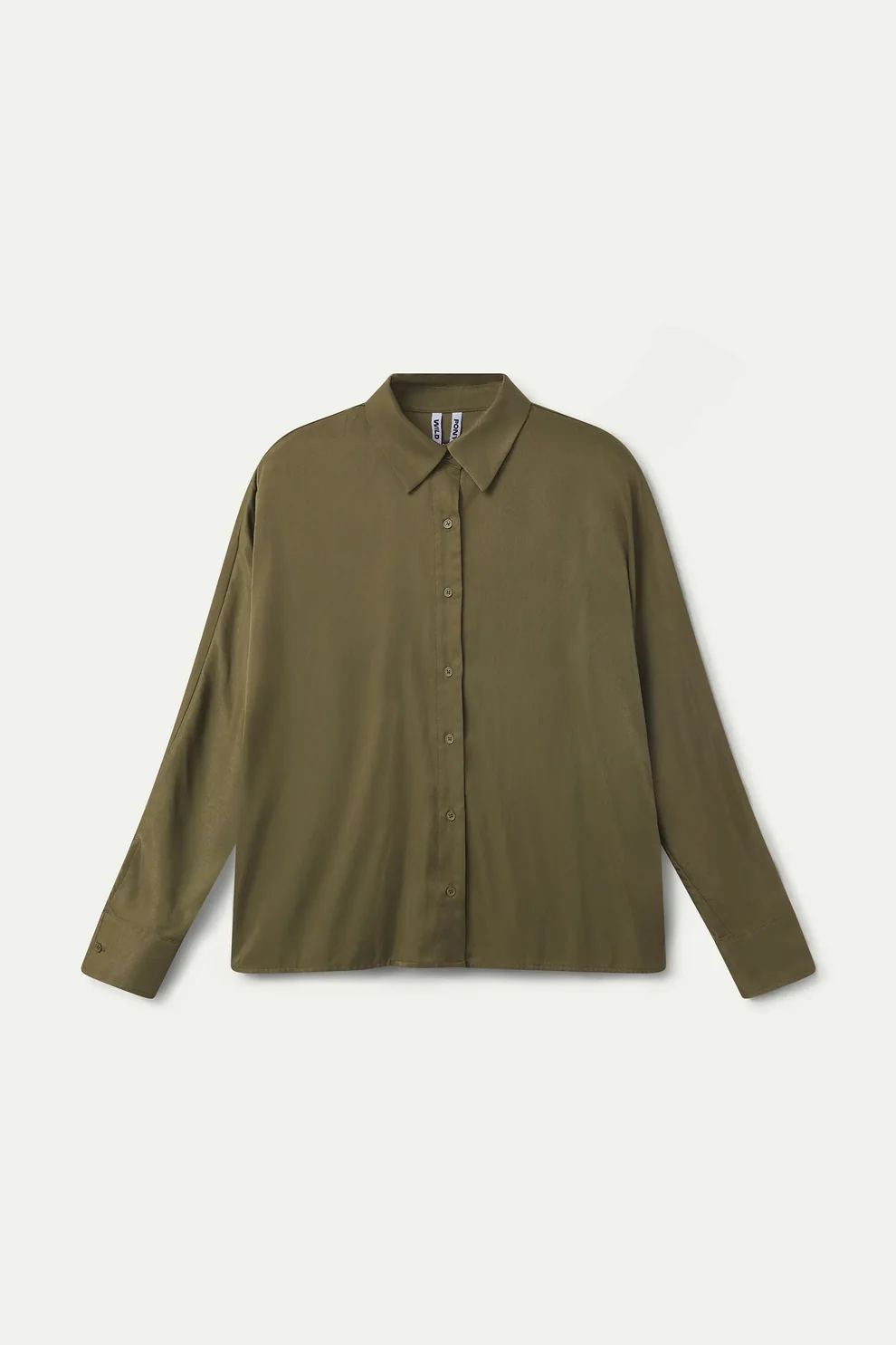 CAMISA SATINADA VERDE OLIVA