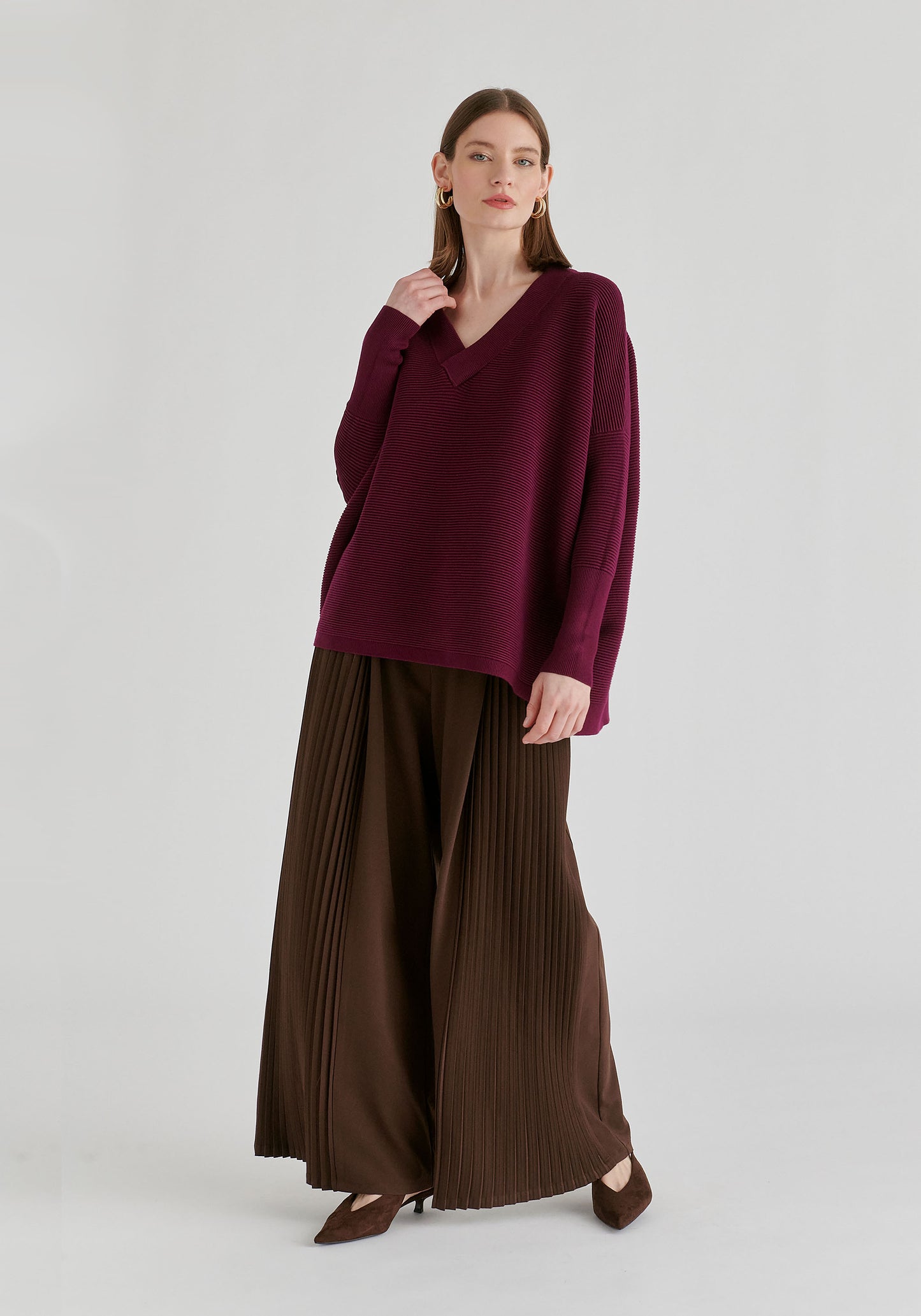 JERSEY DE PUNTO OVERSIZE VINO