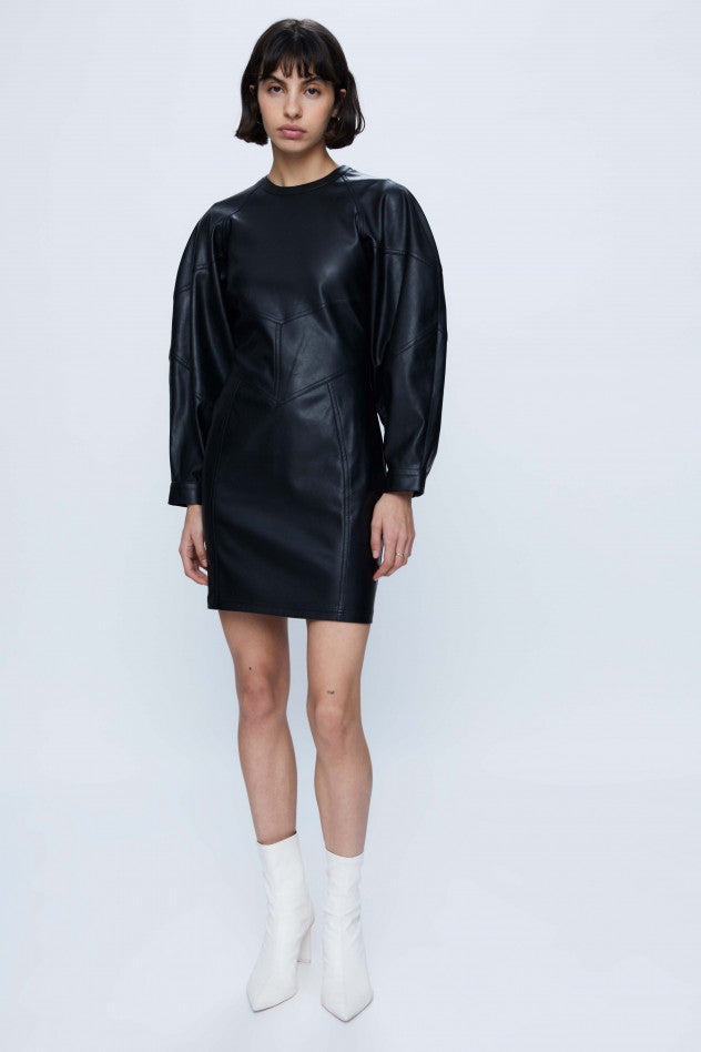 VESTIDO CORTO DE PIEL SINTÉTICA NEGRO