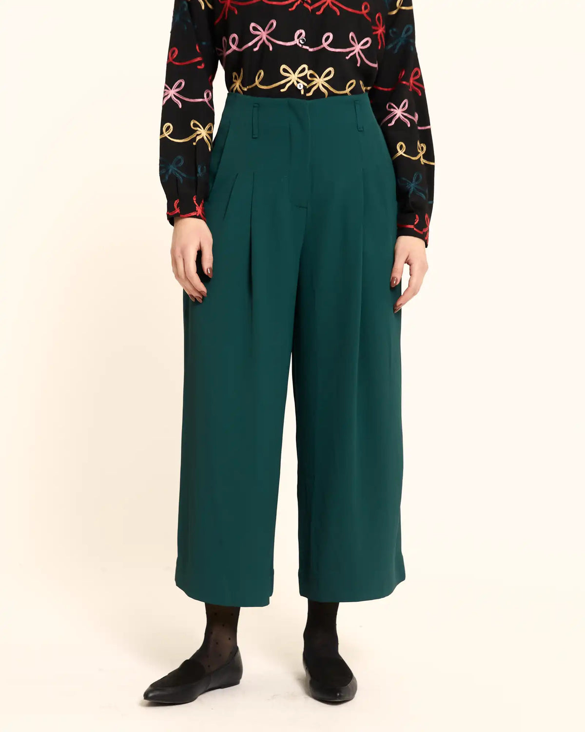 PANTALON ANCHO CREPE VERDE