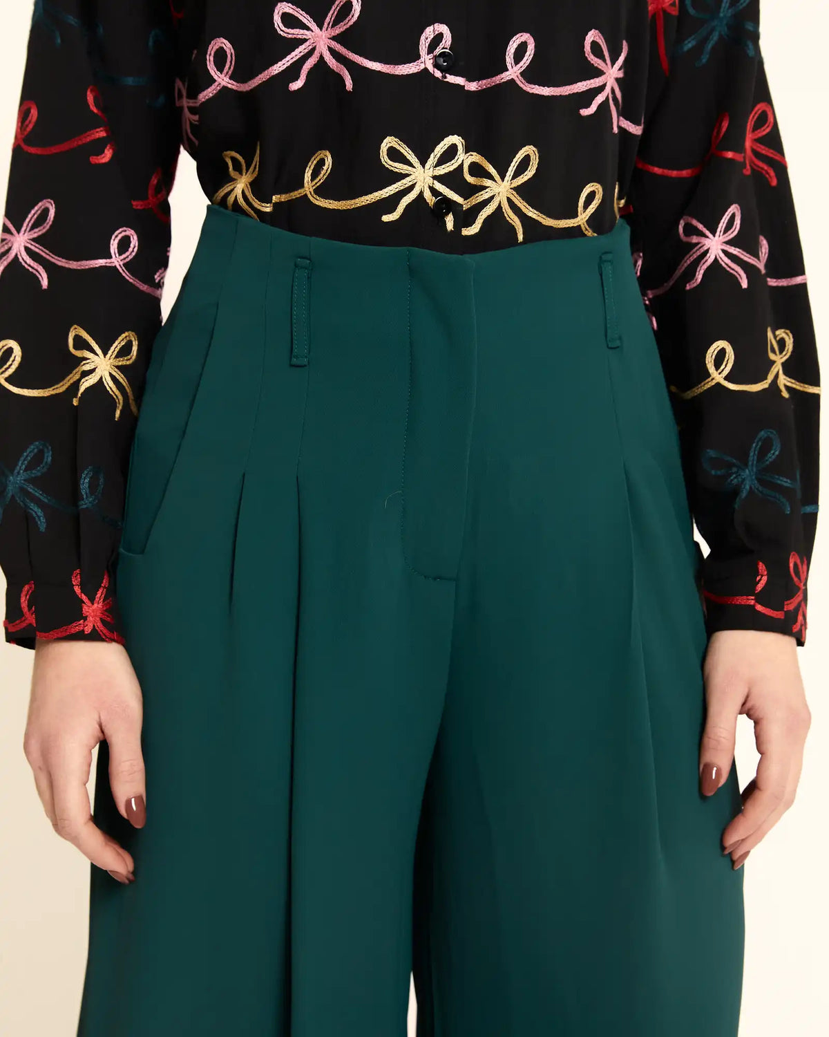 PANTALON ANCHO CREPE VERDE