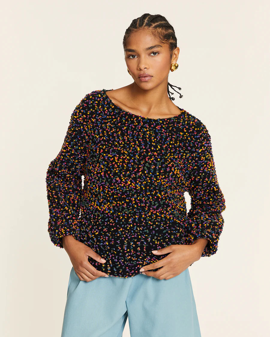 JERSEY MINI POMPONES NEGRO