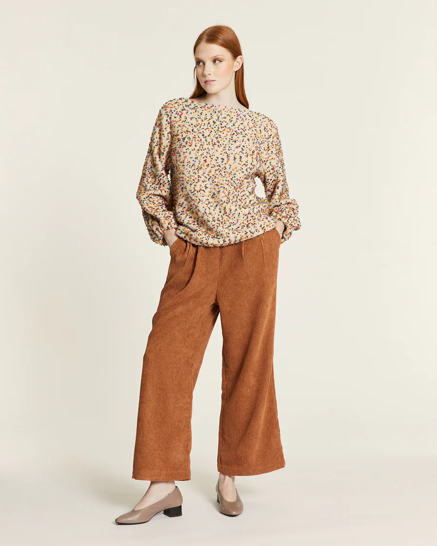 JERSEY MINI POMPONES CREMA