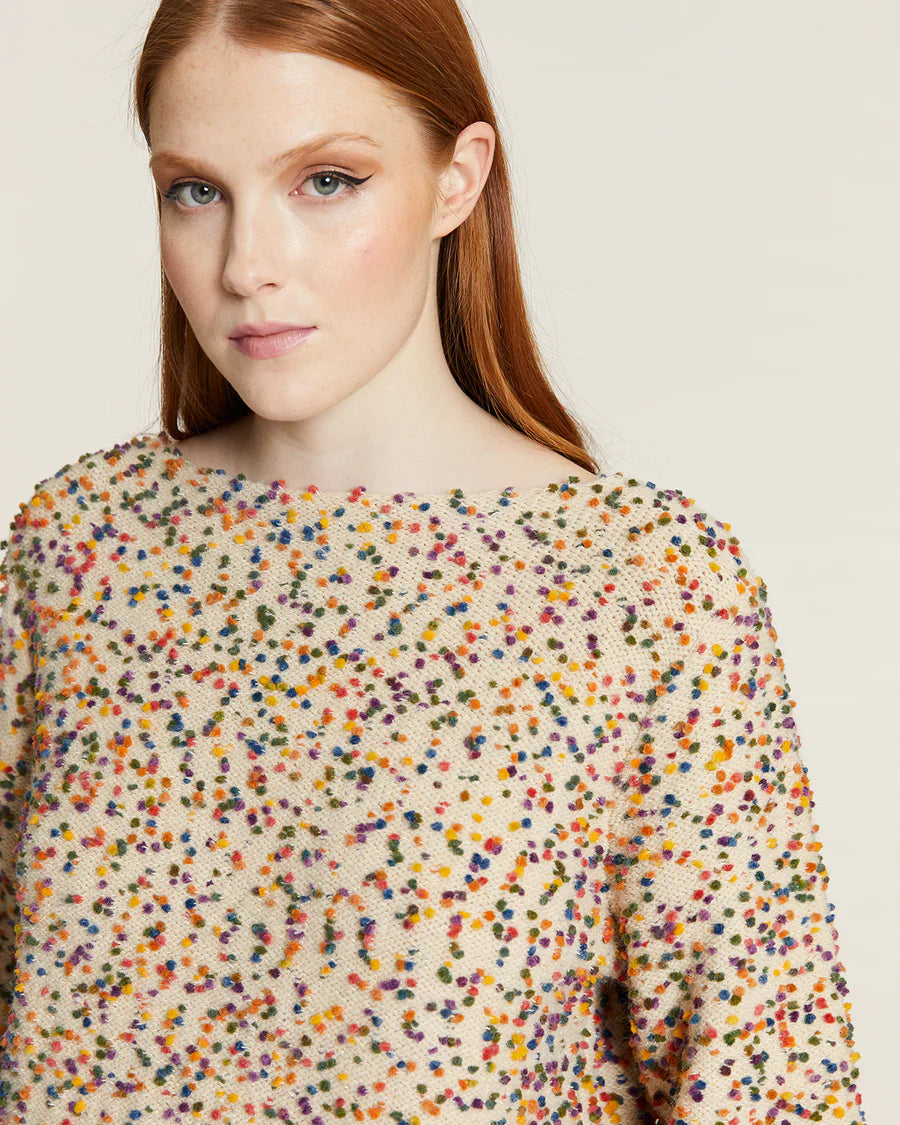 JERSEY MINI POMPONES CREMA