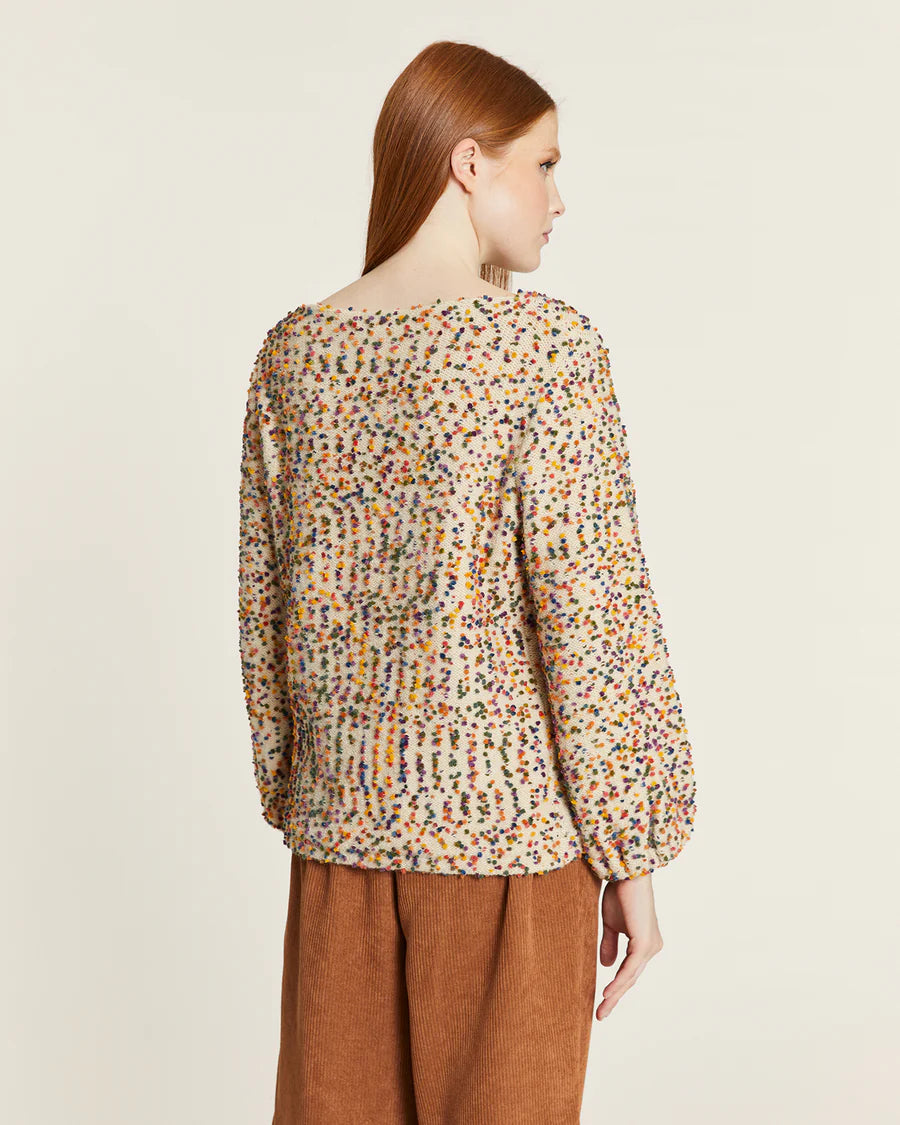 JERSEY MINI POMPONES CREMA