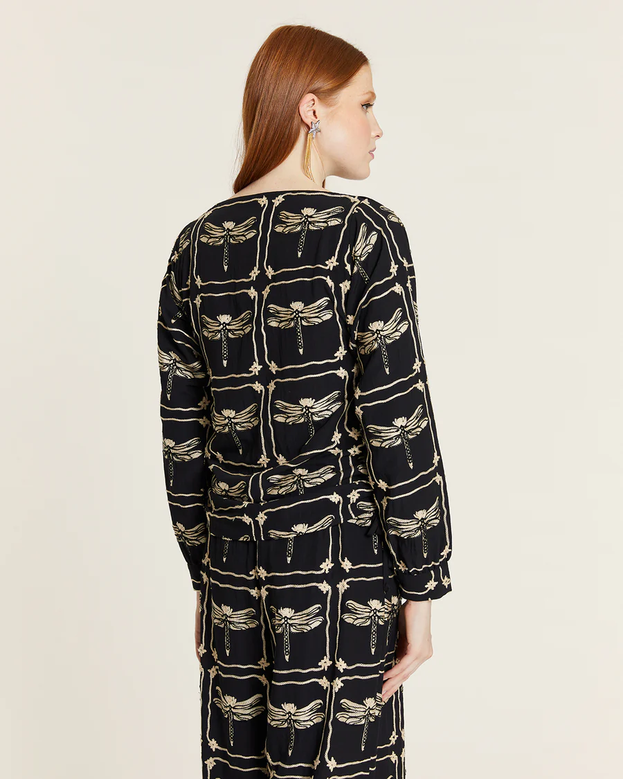 BLUSA BORDADA LIBELULAS