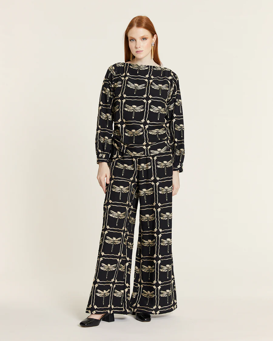 PANTALON BORDADO LIBELULAS