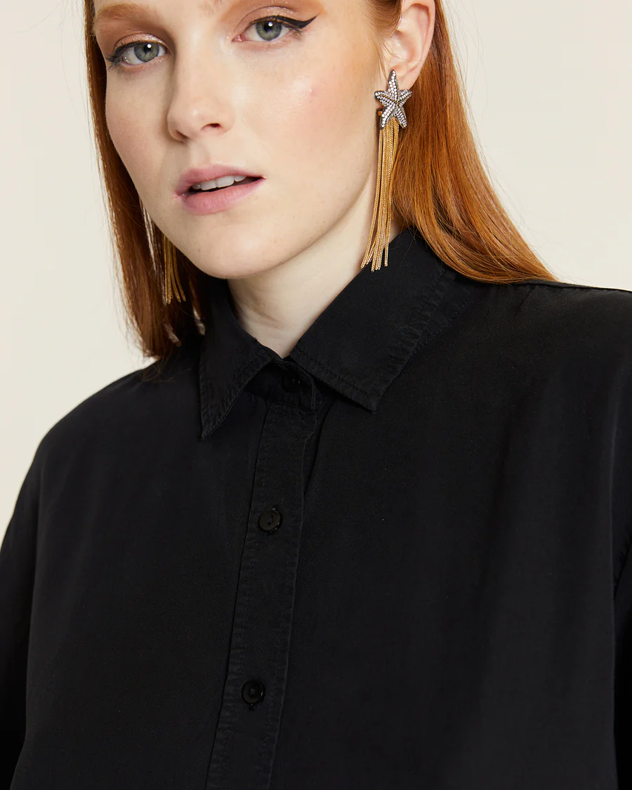 CAMISA LARGA TENCEL NEGRA