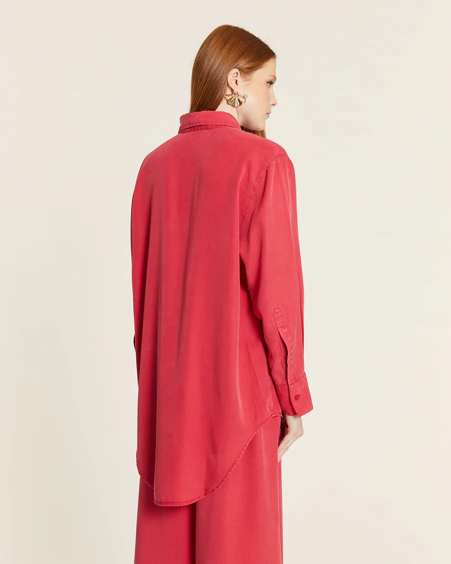 CAMISA LARGA TENCEL ROSA