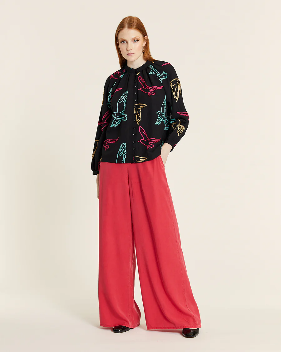 PANTALON FLUIDO TENCEL FRAMBUESA