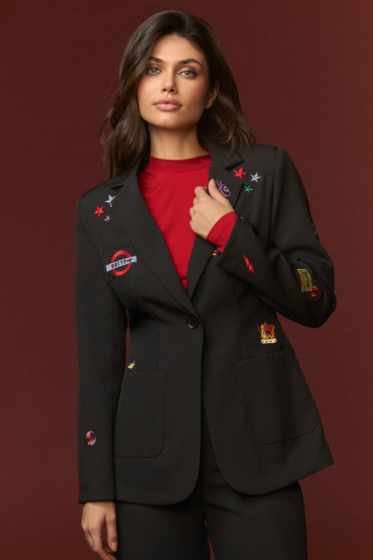 CHAQUETA NEGRA BORDADA