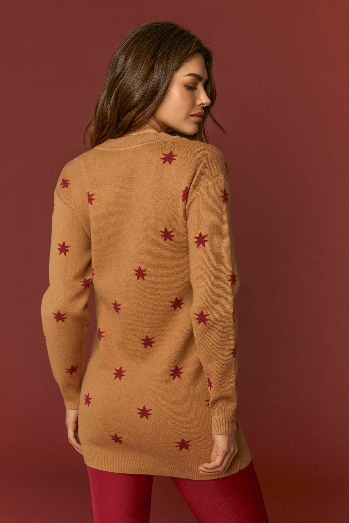 CARDIGAN DE PUNTO MARRON ESTRELLAS