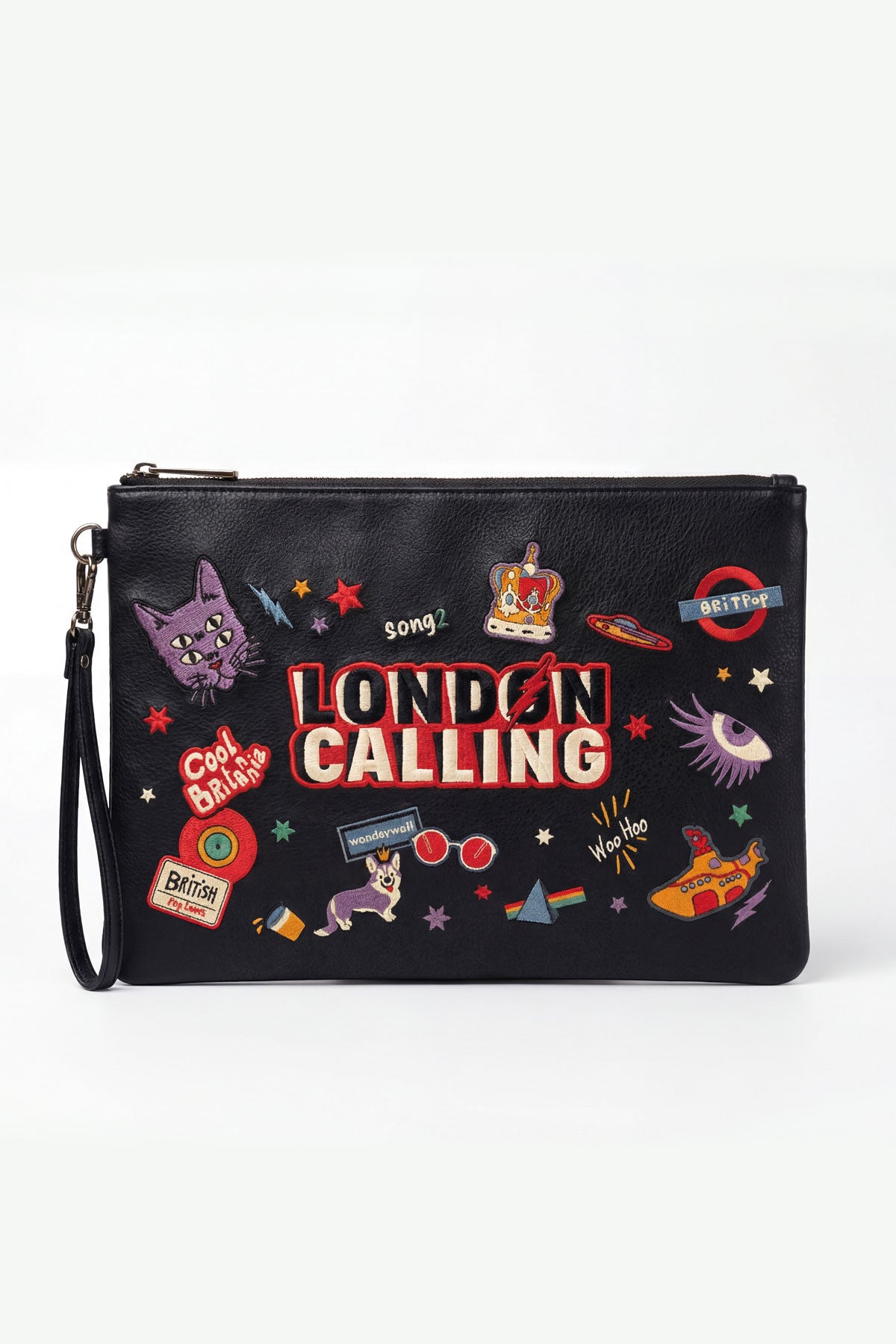 CARTERA POLIPIEL NEGRO BORDADO