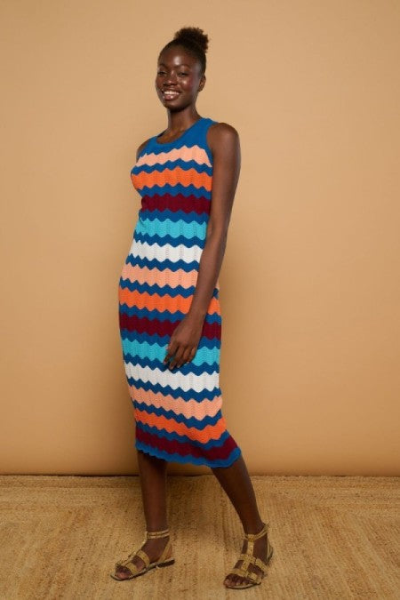 VESTIDO PUNTO RAYAS MULTICOLOR