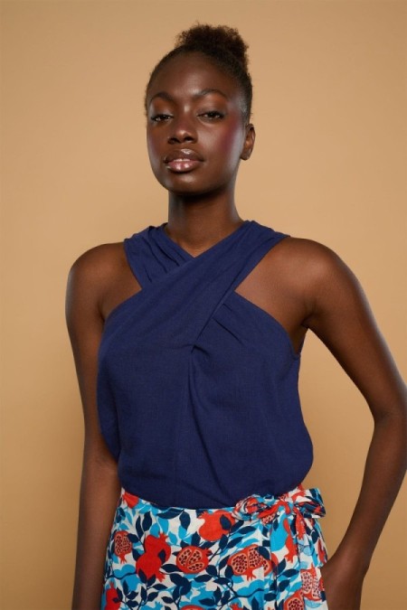 TOP CUELLO HALER AZUL