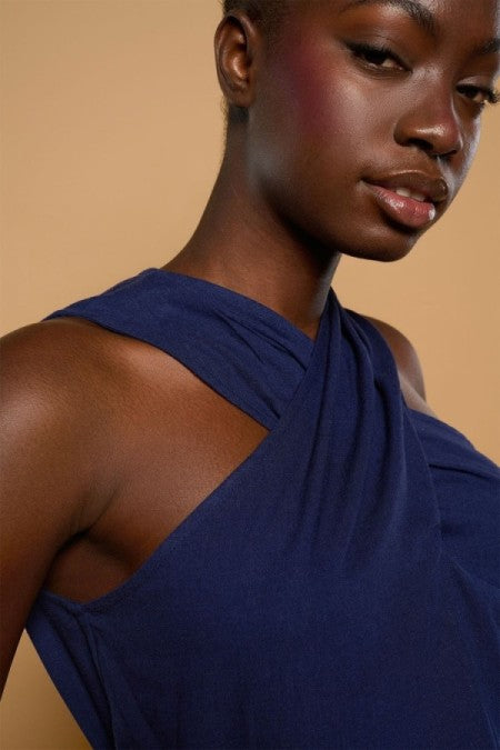 TOP CUELLO HALER AZUL