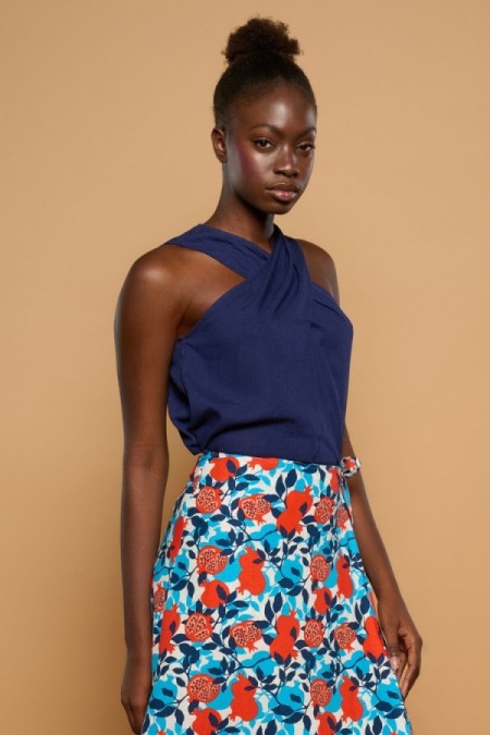 TOP CUELLO HALER AZUL