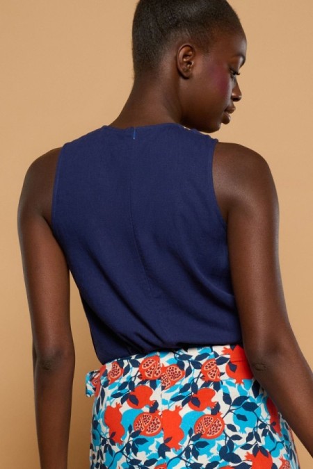 TOP CUELLO HALER AZUL