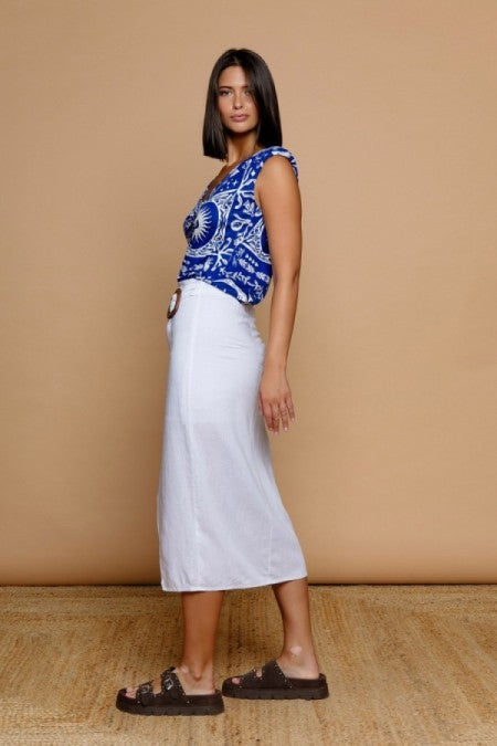 FALDA BLANCA LINO