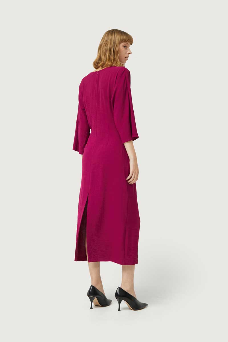 VESTIDO DRAPEADO FUCSIA