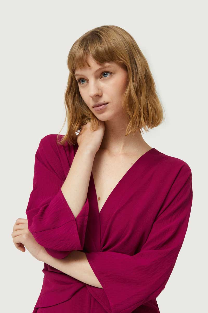 VESTIDO DRAPEADO FUCSIA