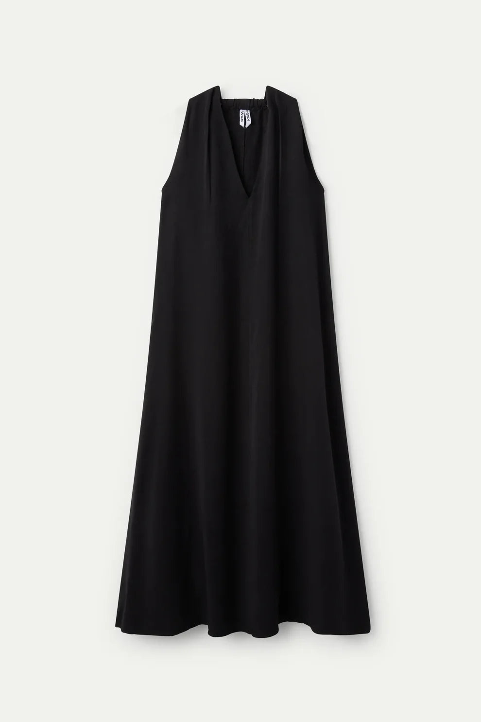 VESTIDO MIDI ESCOTE PICO NEGRO