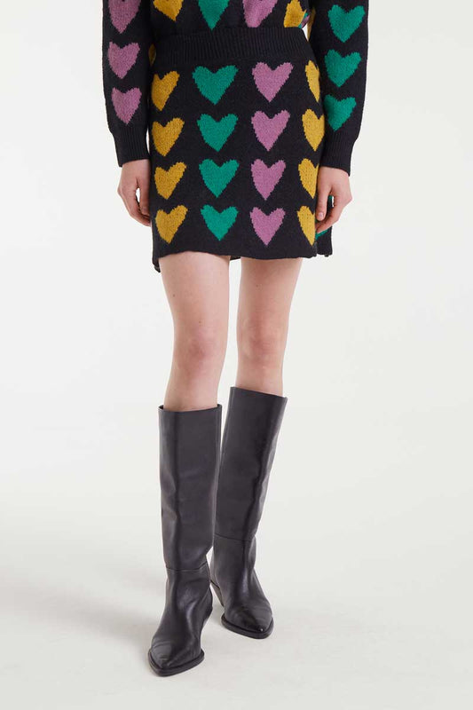 FALDA PUNTO ESTAMPADA CORAZONES