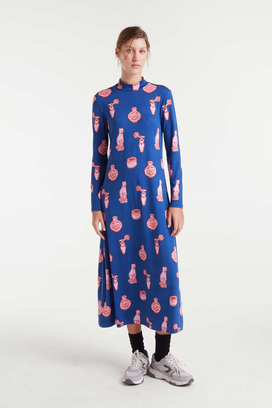VESTIDO LARGO ESTAMPADO PORCELANA