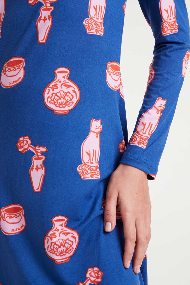 VESTIDO LARGO ESTAMPADO PORCELANA