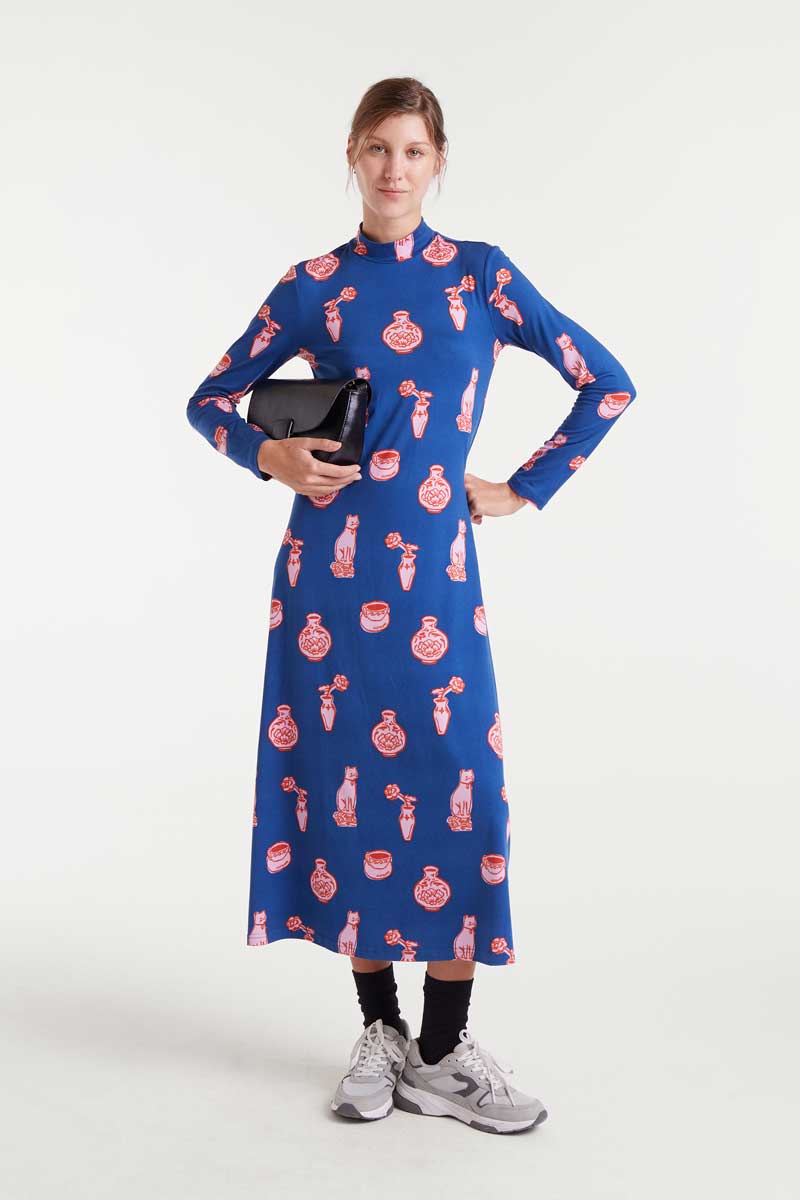 VESTIDO LARGO ESTAMPADO PORCELANA