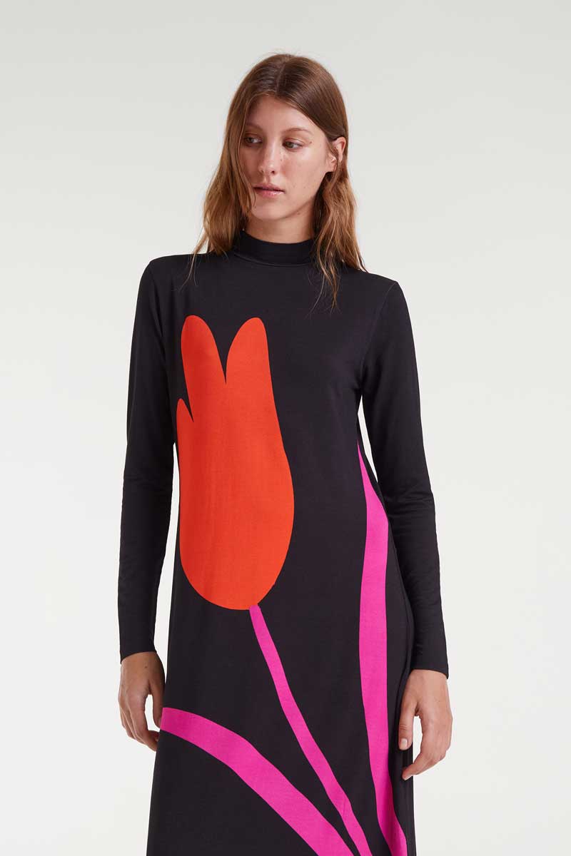 VESTIDO LARGO ESTAMPADO TULIPAN