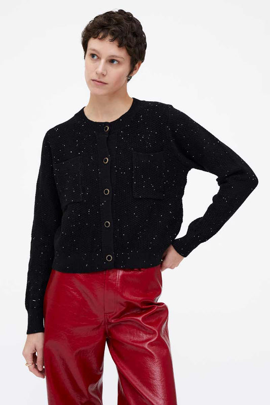 CARDIGAN PUNTO BRILLANTE NEGRO