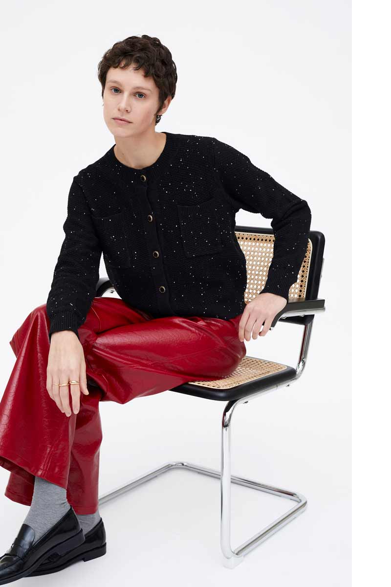 CARDIGAN PUNTO BRILLANTE NEGRO