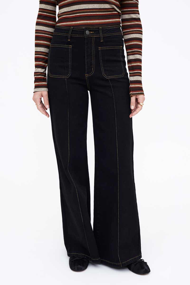 PANTALON VAQUERO NEGRO TIRO ALTO