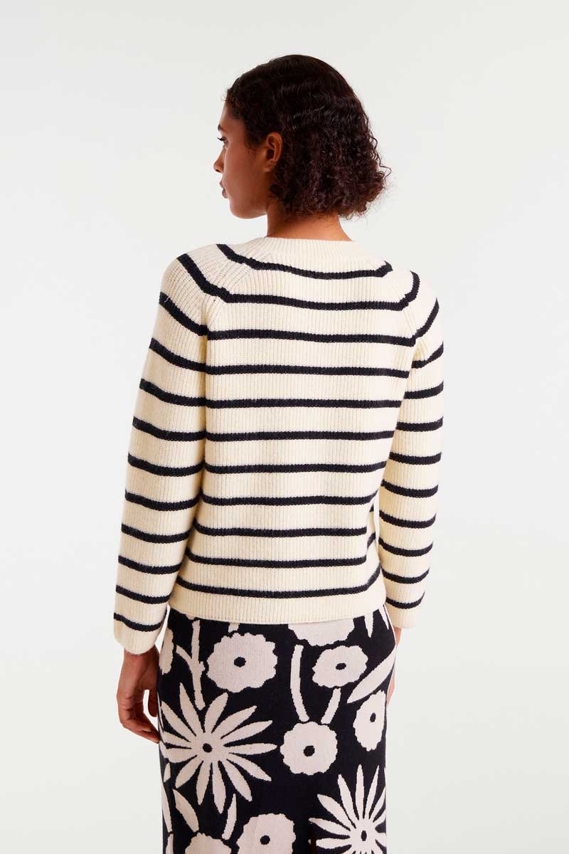 CARDIGAN DE PUNTO RAYAS BEIGE Y NEGRAS