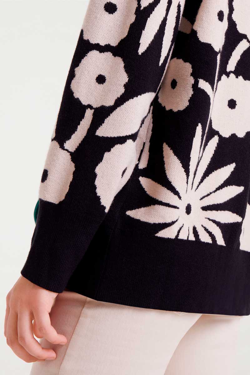 CHAQUETA  PUNTO ESTAMPADA FLORES