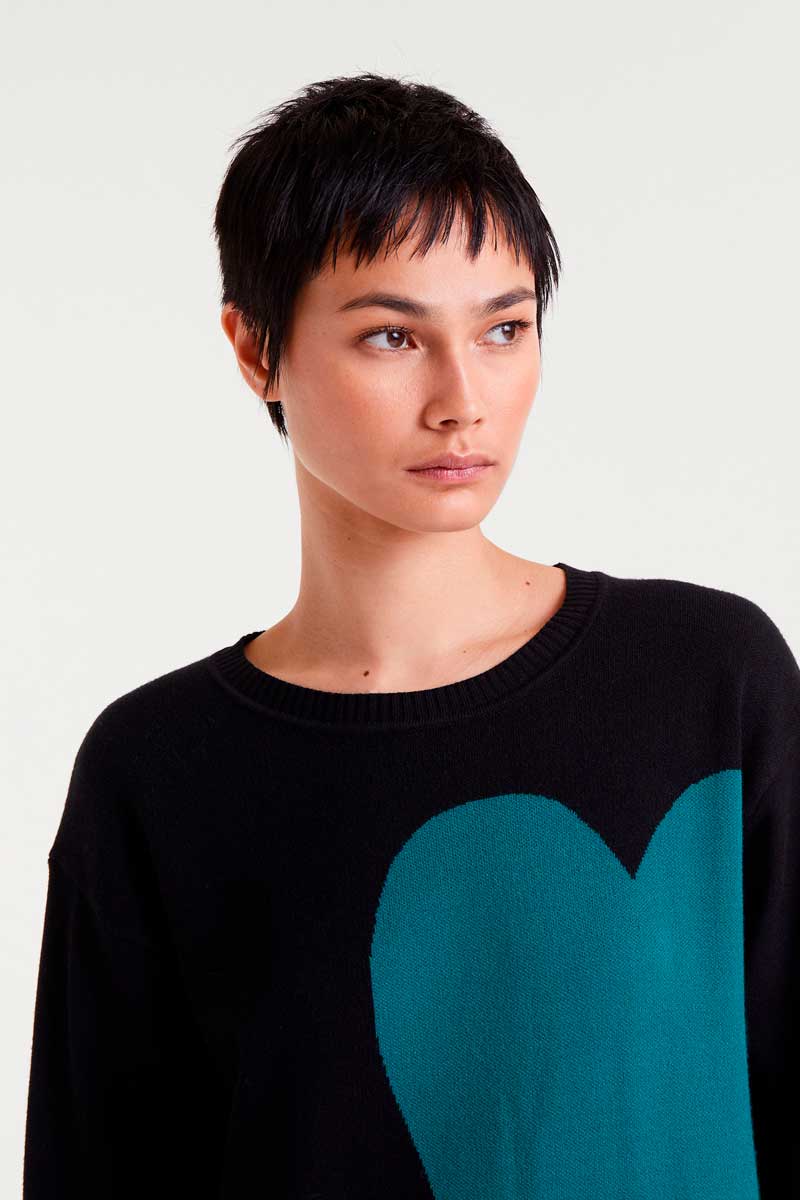 VESTIDO PUNTO MIDI CORAZON VERDE