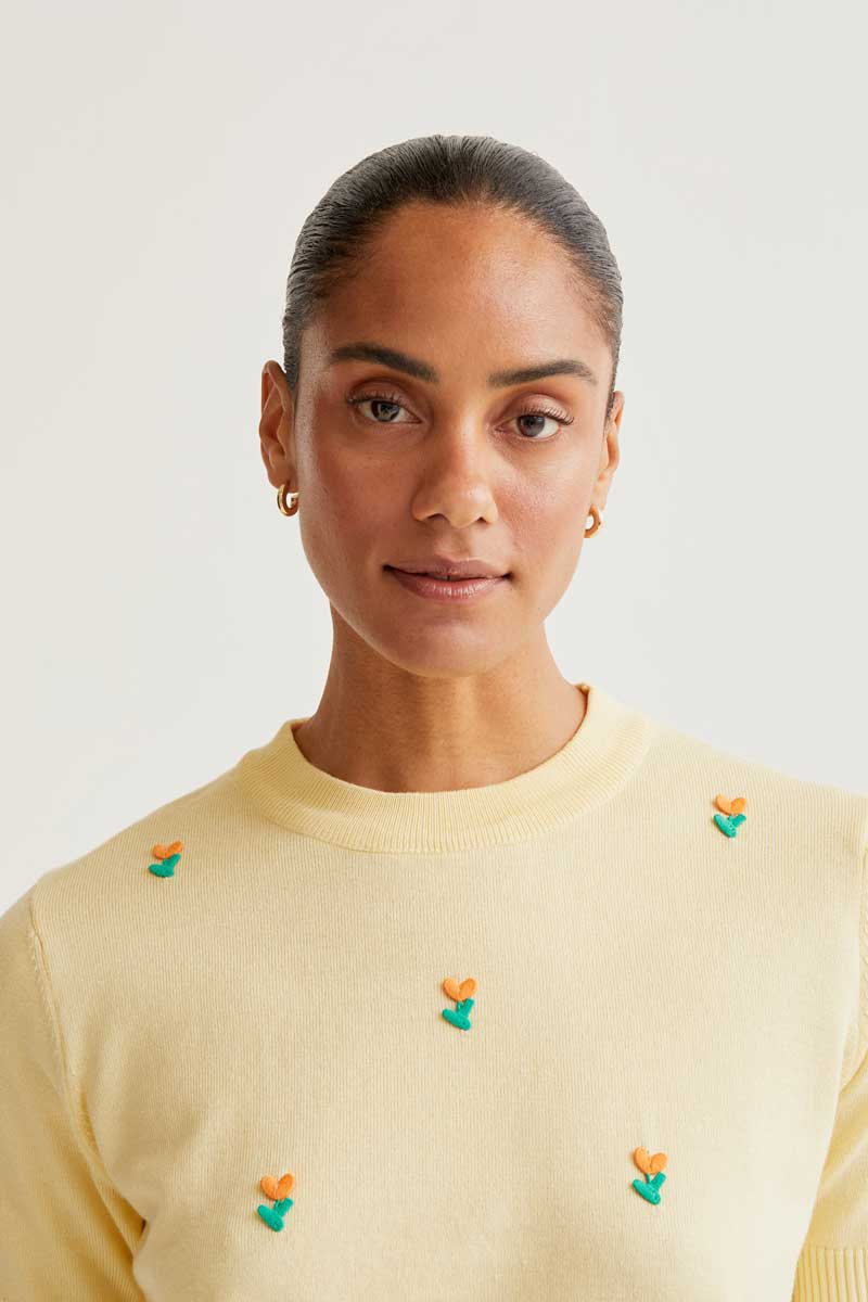 TOP PUNTO AMARILLO CON FLORES